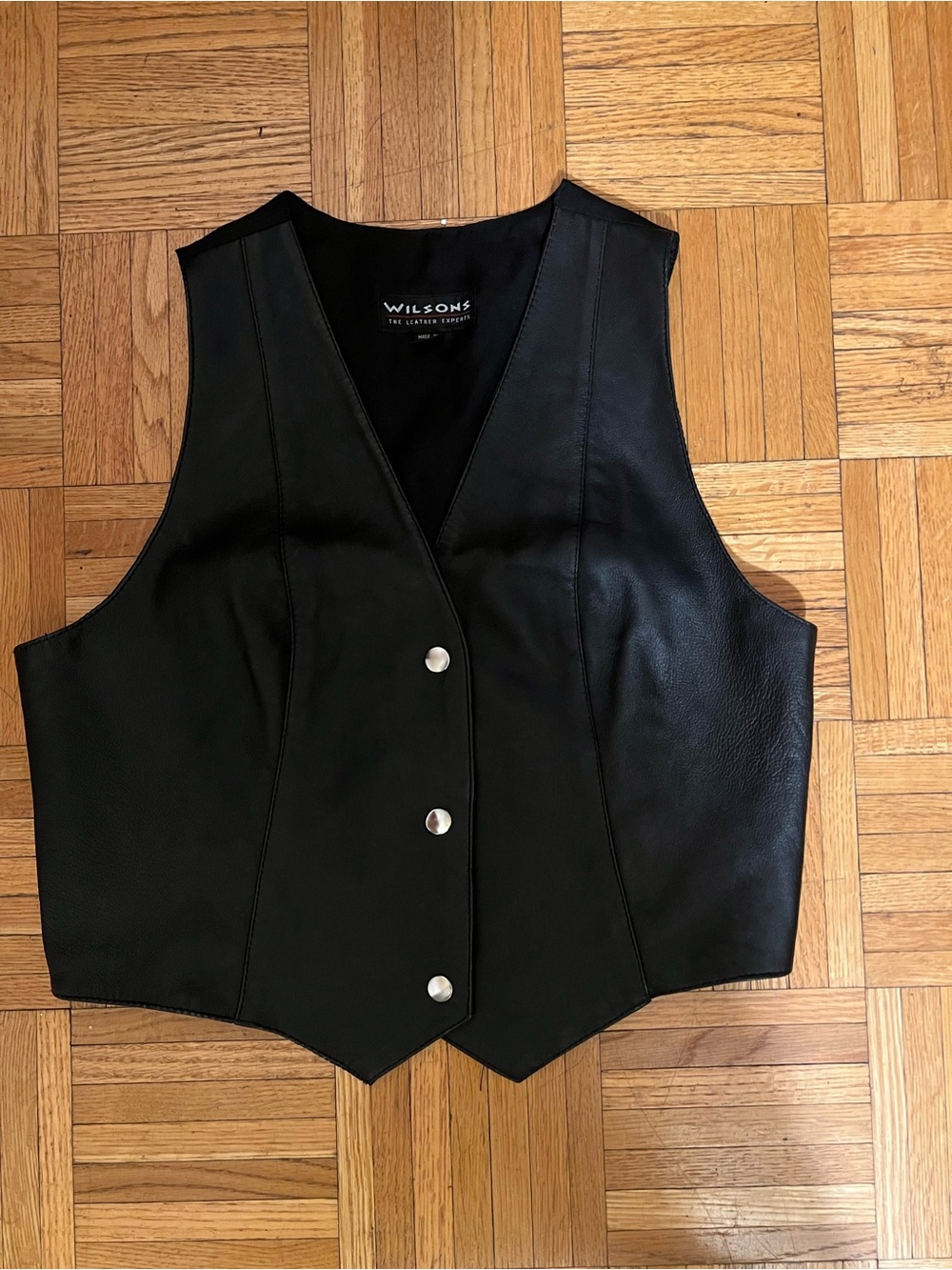 Vintage and On Trend Wilson Black Leather Vest Size Large